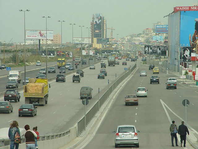 Road through a hillside town representing Dbayeh's role as a corridor between urban centers